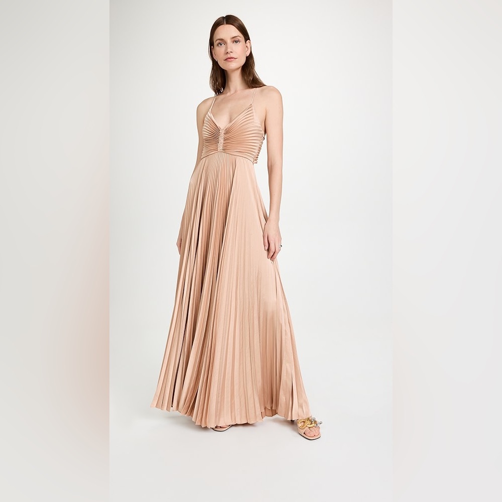 A.L.C. Aries Satin Pleated Maxi Dress